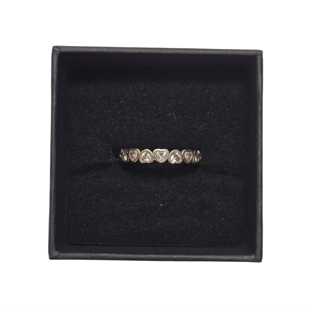 Pandora Sterling Silver Heart CZ Ring Size 5